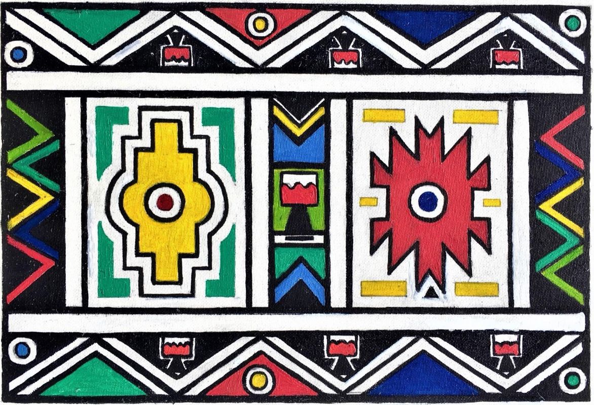 Ntu, hand-painted Ndebele geometric artwork from the label